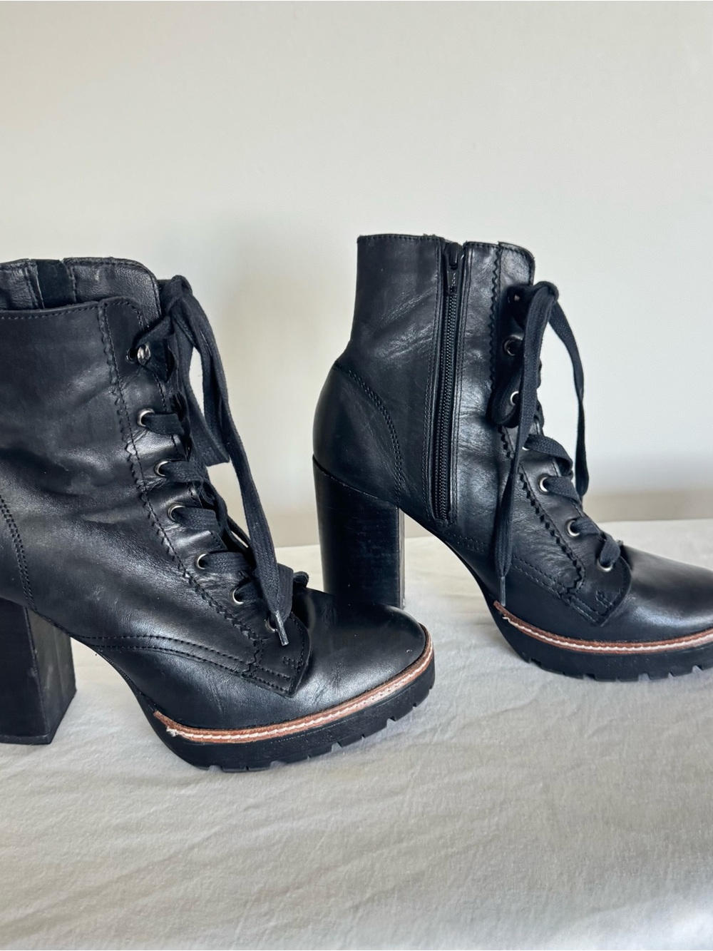 Women’s Chelsea and Violet Black Lace-Up Platform Combat Boots